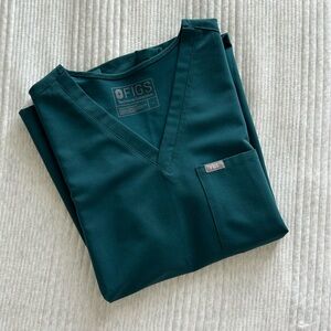 Figs: Caribbean Blue Catarina One-Pocket Scrub Top (Size Large)